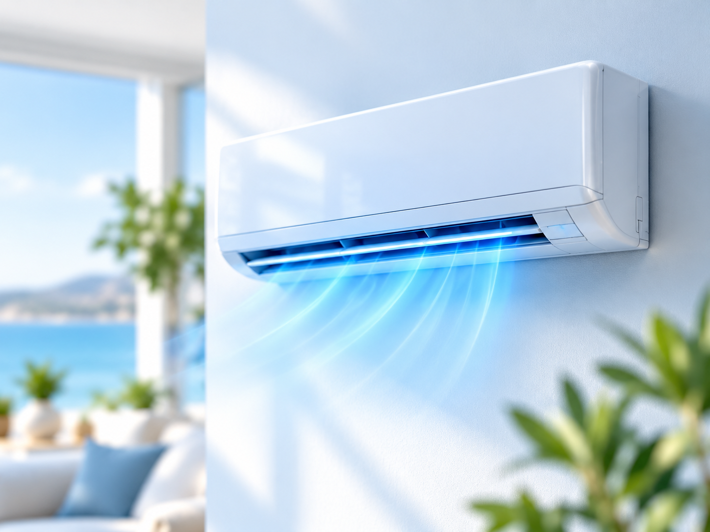 Climatisation réversible murale installée dans un séjour